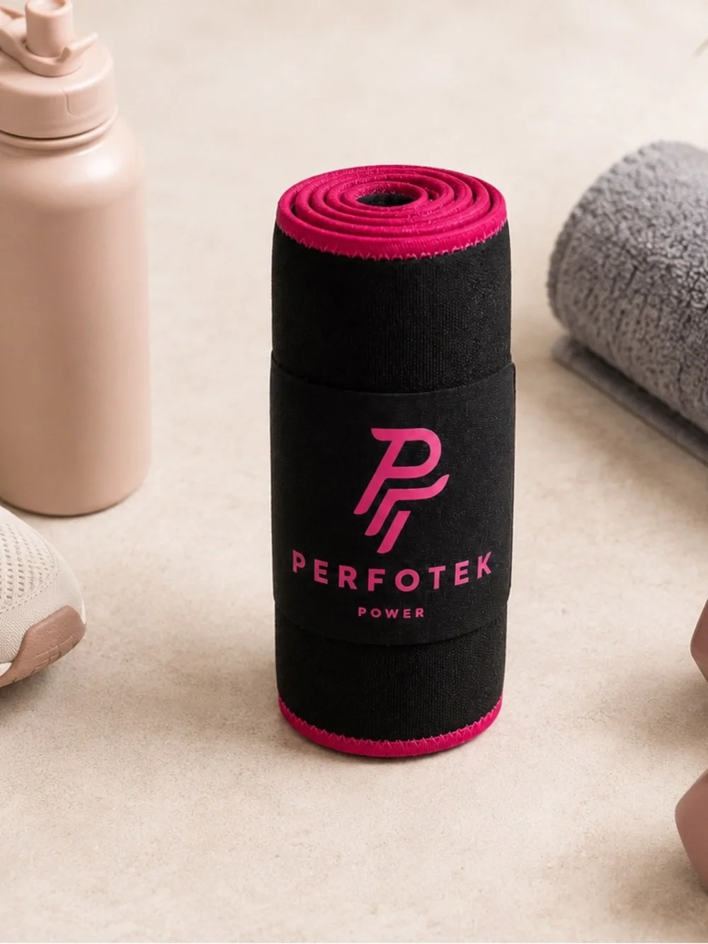 Perfotek Power Waist Trimmer Belt 45” Black Pink Workout Fitness